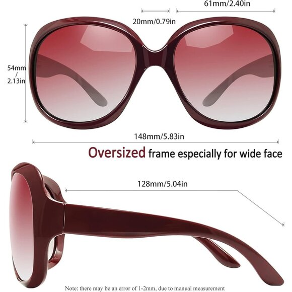 Women\'s Wine Red Gradient Trendy Polarized Driving Sun Glasses UV Protective main image 4